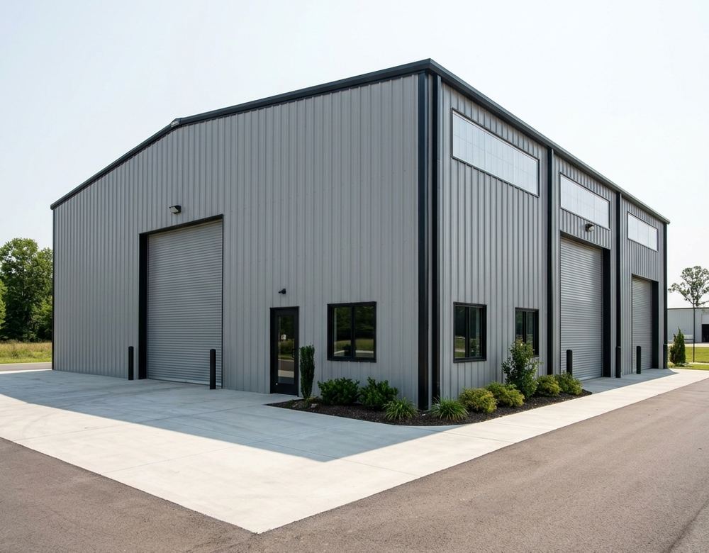 Completed commercial steel building constructed by FINREIT