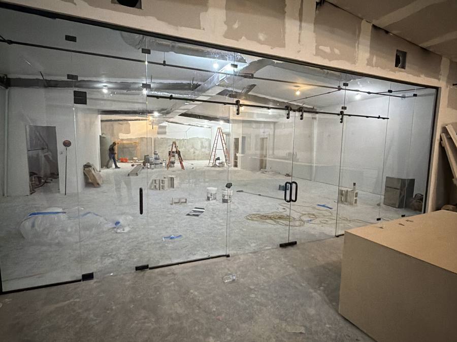 Glass partition installed during an office build-out